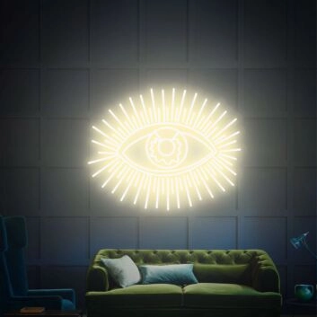 Add a Mysterious Glow to Your Halloween, Bar, and Party Ambiance with the Green Evil Eye LED Neon Sign Decor.