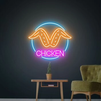 Brighten Your Kitchen, Diner, or Restaurant Atmosphere with Fried Chicken Wings Led Neon Sign Chic Birthday Decor