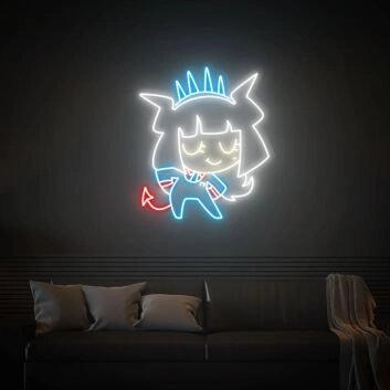 Brighten Your Spaces: Helltaker Led Neon Sign Cute Lucifer Led Wall Art Decor Perfect For Office, Bar, And Gaming Room Ambiance.