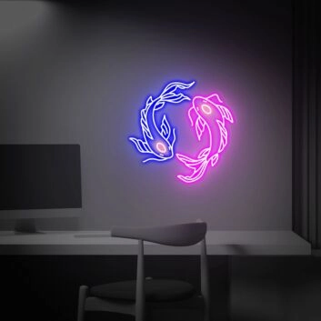 Brighten Your Space: Japanese Fish Neon Art Koi Lover Gift Wall Decor Led Neon Signs Perfect for Home, Office, and Trendy Bars.