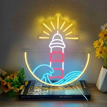 Brighten Up Your Space: Perfect for Home, Office, or Bar - Lighthouse Led Neon Sign Wall Decor Sign Narrow Entryway Decor