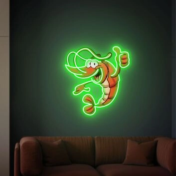 Enhance Your Seafood Restaurant, Bar, or Kitchen with the Captivating Glow of Lobster UV LED Neon Sign Printing Wall Decor.