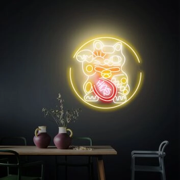 Brighten Up Your Space: Versatile Lucky Cat Led Neon Sign for Home, Office, Bar, and Restaurant Decor.