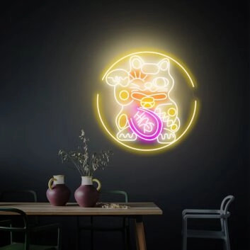 Brighten Up Your Space: Versatile Lucky Cat Led Neon Sign for Home, Office, Bar, and Restaurant Decor.