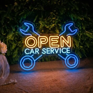 Rev up Your Garage, Bar, or Man Cave with the Open Led Neon Sign Car Service Led Neon Sign