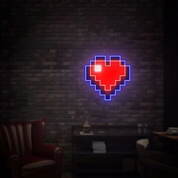 Brighten Your Special Moments: Pixel Heart UV LED Neon Sign, Perfect for Weddings, Parties, and Romantic Home Decor.