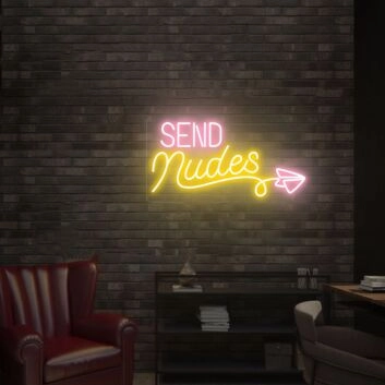 Brighten Up Your Bedroom, Bar, or Bachelor Pad with &quot;Send Nudes&quot; LED Neon Sign Flex Wall Art - The Ultimate Conversation Starter