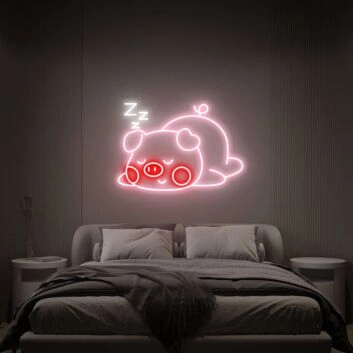 Brighten Your Child&#039;s Bedroom or Add a Playful Touch to Weddings and Parties with Our Sleeping Pig LED Neon Sign Indoor Wall Lights Party Decoration Kids Room Decor.