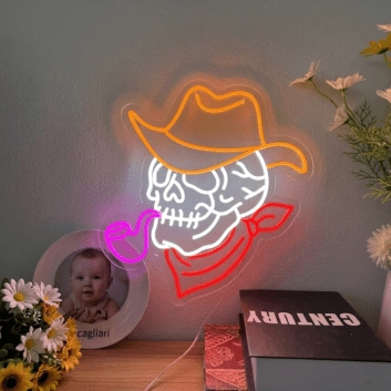 Elevate Your Space with "Smoking Skull Neon Lights Sign Handmade Artwork," Perfect for Home Decor, Offices, Bars, and Edgy Weddings.