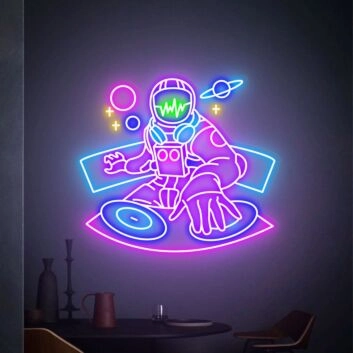 Elevate Your Space Adventure: Spaceman LED Neon Sign DJ Astronaut Neon Light Sign Wall Art for Home, Office, and Entertainment Venues.