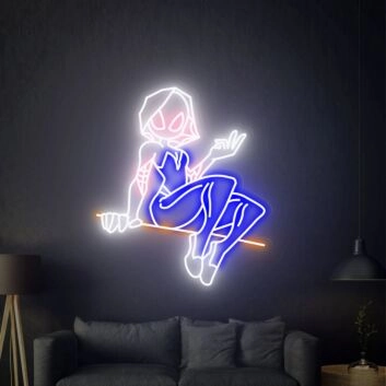 Elevate Your Space: Spider Gwen Led Neon Sign Wall Art for Enthralling Home Decor, Office Vibes, and Electrifying Party Atmospheres