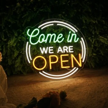 Brighten Your Storefront, Office, or Bar: We Re Open Business Logo Open Led Light - Ideal for Welcoming Customers with Style.