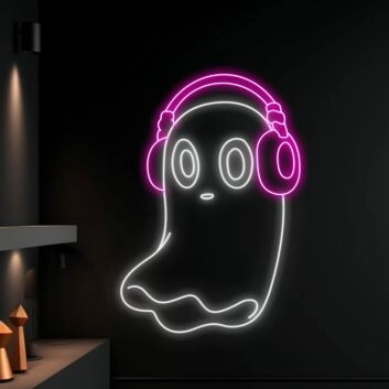 Light Up Your Spooky Celebrations and Cozy Corners with Boo Ghost Listen To Music Led Neon Sign - Perfect for Home Decor, Halloween Parties, and Unique Office Vibes.