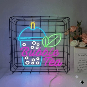 Add a Spark to Your Space: Bubble Tea Led Neon Sign Bubble Tea Led Sign Bubble Tea Coffee Wall Decor for Bars, Cafes, and Home Kitchens