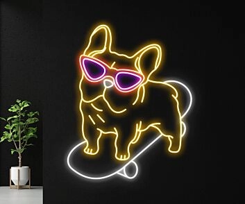 Brighten Up Your Space: Perfect for Home Decor, Parties, and Bars - Bulldog Skateboarding Led Neon Sign