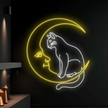 Brighten Up Any Space from Homes to Bars: Cat And Moon Led Neon Sign Animal Lover Neon Light Love Moon Led Light for a Unique Touch