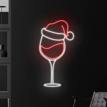Add Festive Cheer to Your Home, Office, and Holiday Parties with the Champagne Christmas Hat LED Neon Sign - Perfect for Creating a Merry Atmosphere!