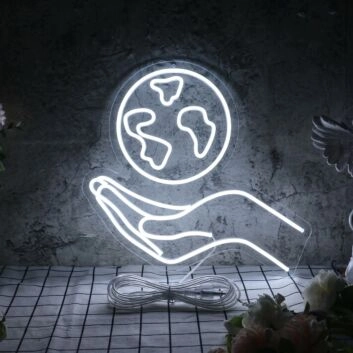 Holding The Earth LED Sign