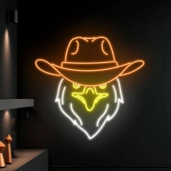 Brighten Your Western Theme: Cowboy Eagle Led Neon Sign for Bar, Office, and Rustic Home Decor