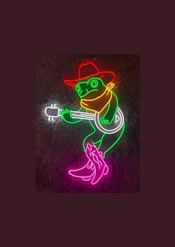 Brighten Up Your Space: From Home Bars to Western Theme Parties with Cowboy Frog Playing Guitar Led Neon Sign Custom Cowboy Neon Light Cowboy Decor.