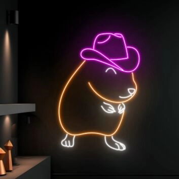 Brighten Your Space: Cowboy Hamster LED Neon Sign - Perfect for Home Decor, Office Vibes, and Western-Themed Parties