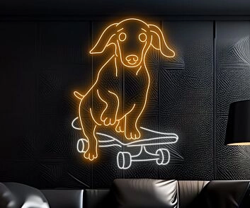 Elevate Your Space with Cute Dog Skateboarder Led Sign – Perfect for Home Decor, Bars, and Party Ambiance.