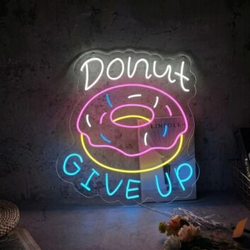 Brighten Your Bakery, Boost Your Home Office Vibes, and Add Sweetness to Parties with the Donut Give Up Led Neon Sign Custom Donut Neon Led Sign.