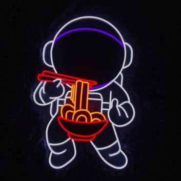 Brighten Up Your Dining Area, Office, or Storefront with the Eat Ramen Led Neon Sign Spaceman Restaurant Wall Decor - Perfect for Creating a Unique Space.