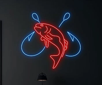 Cast a Glow on Your Space: Fishing Led Sign Sea Animal Lover Neon Light for Home Decor, Bars, and Outdoor Party Ambience