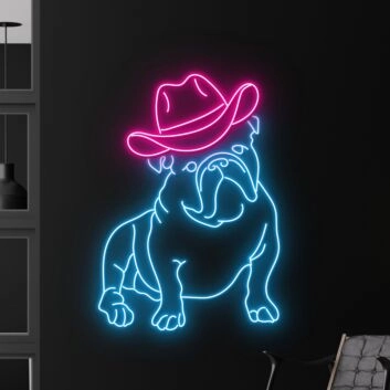 Elevate Your Decor: Make Spaces Shine with France Bulldog Cowboy Led Neon Sign for Bars, Offices, and Home Celebrations.
