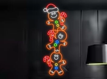 Brighten Your Holiday Festivities and Spaces: Funny Gingerbread Led Neon Sign for Christmas Party, Home, and Office Decor.