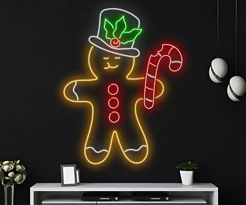 Brighten Your Festive Season: Ideal for Home, Office, and Christmas Party Ambiance with Gingerbread Led Neon Sign Christmas Decor Neon Light.