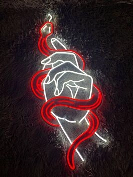 Brighten Your Christmas Festivities and Elevate Home, Office, and Event Spaces with the Hand Holding Snake Led Sign Custom Snake Neon Light.