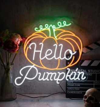 Brighten Your Autumn Celebrations: Perfect for Home, Office, or Store Decor with the Hello Pumpkin Led Neon Sign Hello Fall Neon Led Sign Thanksgiving Hanging Led Neon Sign.