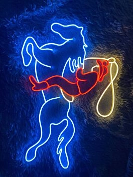 Transform your space into a Western Wonderland with Howdy Cowboy Riding Horse Led Neon Sign Man Cowboy Riding Horse - Perfect for Bars, Home Decor, and Themed Parties!