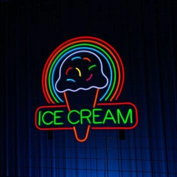 Brighten Your Cream Coffee Shop, Home, or Wedding with the Ice Cream Neon Led Light Deco