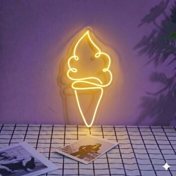 Brighten Your Coffee Shop and Creamery: Ice Cream Neon Led Light for a Sweet Touch in Home, Store, and Café Wall Decor.