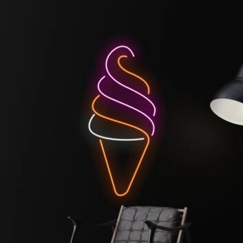 Brighten Up Your Space: Ice Cream Neon Led Light for Cream Coffee Shop, Home Decor, and Special Events Wall Accent