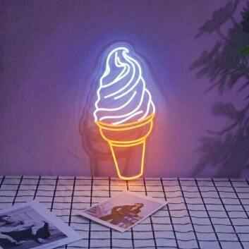 Brighten Up Your Space: Ice Cream Neon LED Light Cream Coffee Shop Decor for Bar, Home, and Celebrations