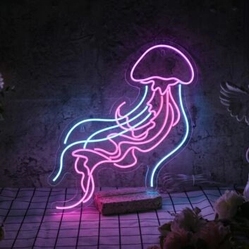 Brighten Your Space with the Jelly Fish Led Neon Sign: Perfect for Home Decor, Bars, and Animal Lovers' Celebrations