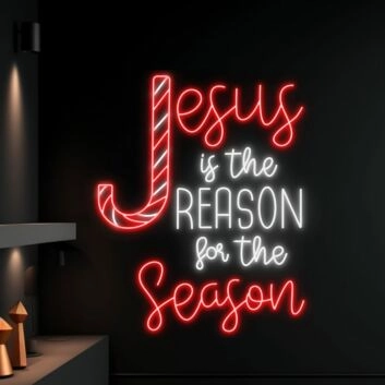 Brighten Your Christmas Spirit in Home, Office, or Church with Jesus Is The Reason For The Season Led Neon Sign Decor.
