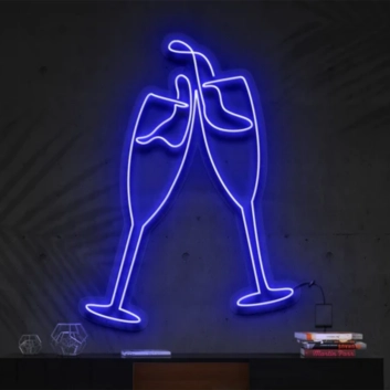 Champagne Glass Cheers LED Sign