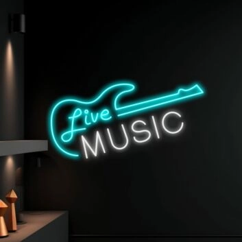 Live Music Electric Guitar Led Sign Coffee Music Decor Guitar