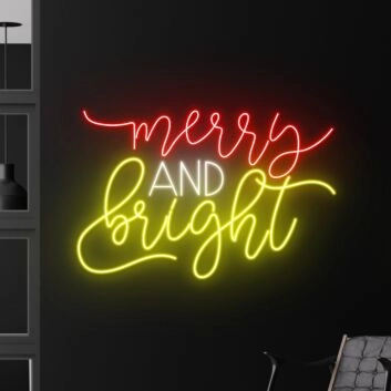 Merry And Bright Led Neon Sign Light Christmas Decor