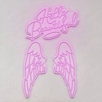 Hello Beautiful Angel Wings LED Sign