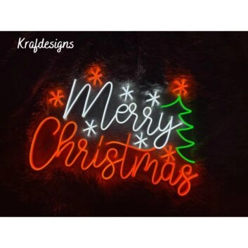 Merry Christmas Led Neon Sign Christmas Tree Neon Light Christmas Decor Red