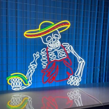 Mexican Skeleton Eating Tacos Led Neon Sign Skeleton Led Sign