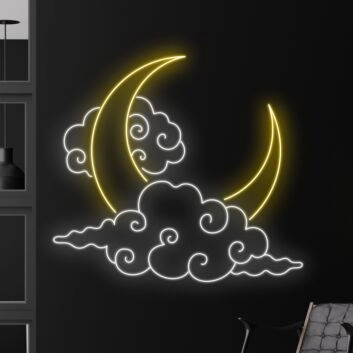 Moon And Clouds Led Neon Sign Moon Lover Led Sign