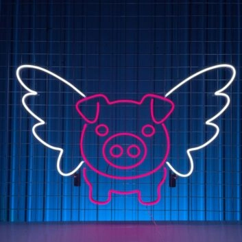 Pig Angel Wings Cute Pig Neon Light Room Decor LED Neon Sign