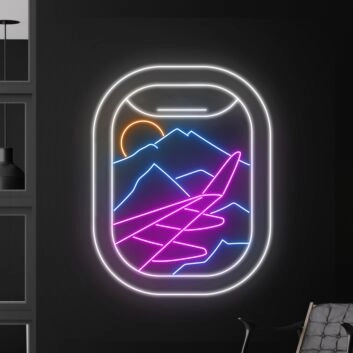 Plane Window View Mountain Led Neon Sign Custom View Mountain Led Sign